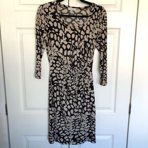 Calvin Klein Tan and Black Animal Print Jersey Dress Size 4